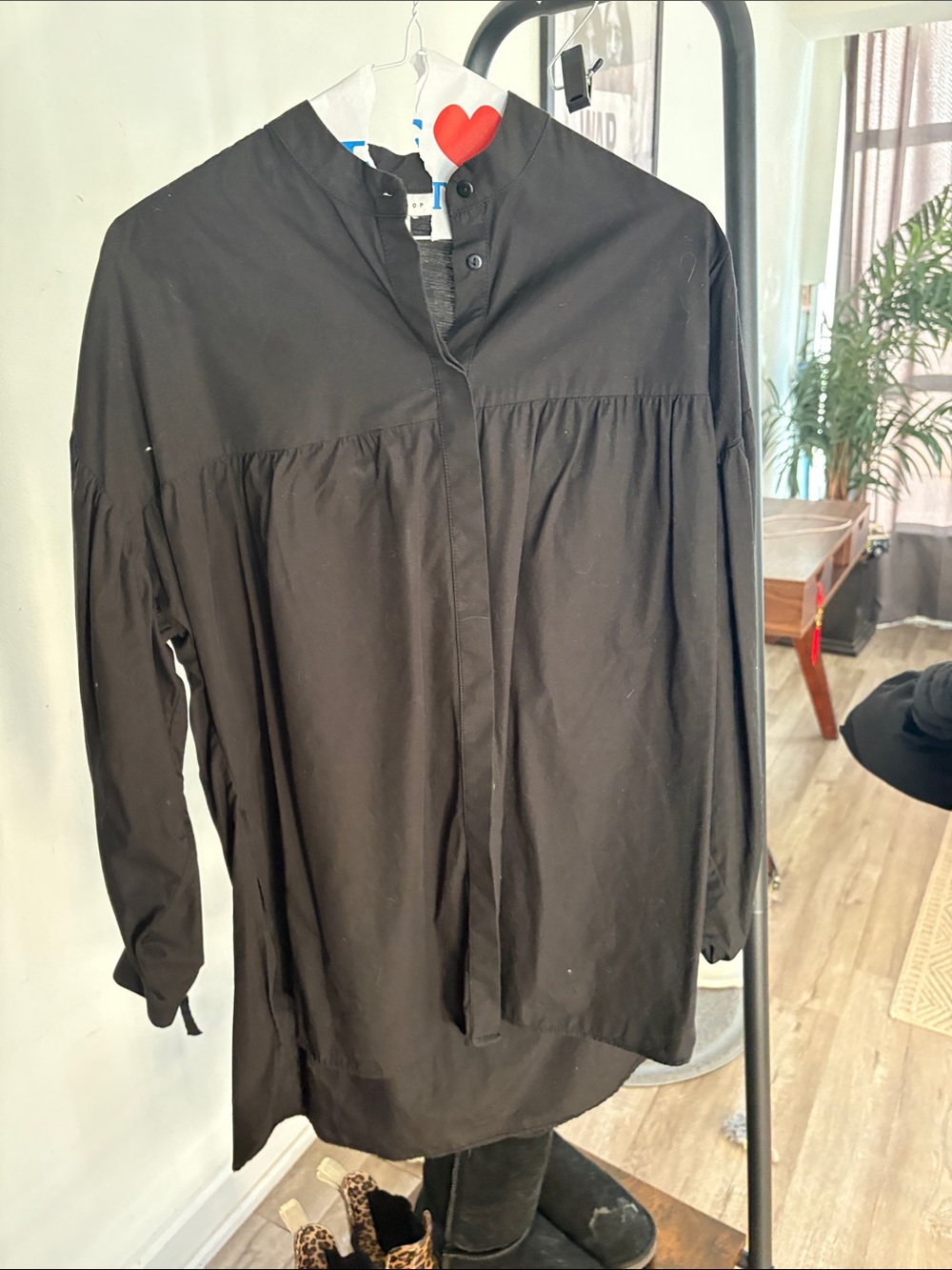 Women’s topshop Long-Sleeve Band Collar Shirt